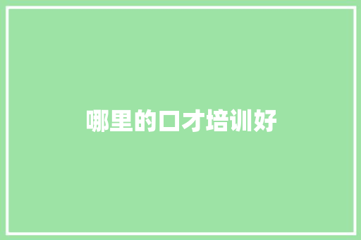 哪里的口才培训好 工作类