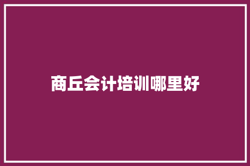 商丘会计培训哪里好 工作总结