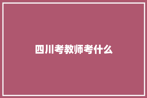 四川考教师考什么