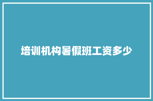 培训机构暑假班工资多少 生活类