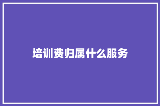 培训费归属什么服务