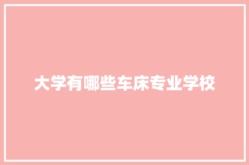 大学有哪些车床专业学校 采访稿