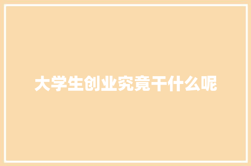 大学生创业究竟干什么呢 生活类