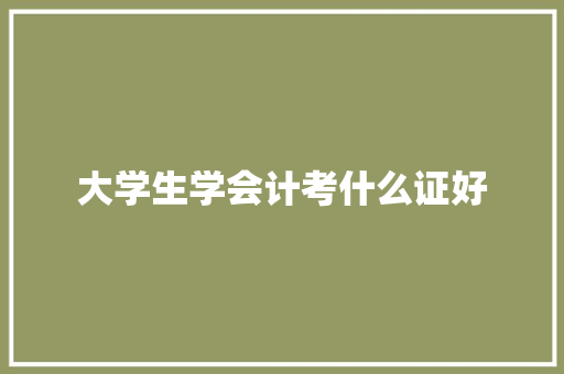 大学生学会计考什么证好