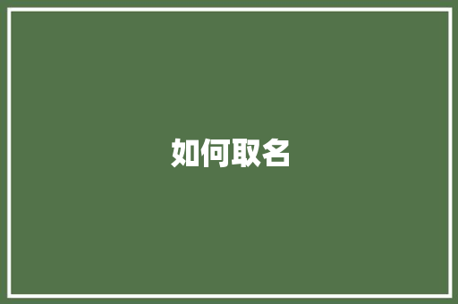 如何取名