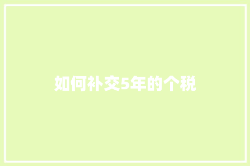 如何补交5年的个税
