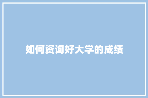如何资询好大学的成绩