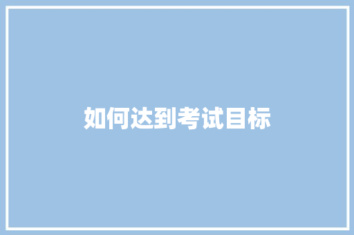 如何达到考试目标 工作报告