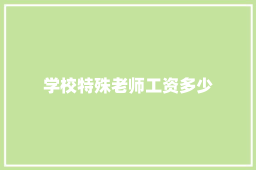 学校特殊老师工资多少