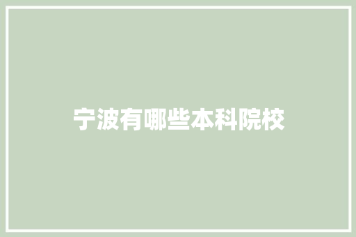 宁波有哪些本科院校 工作总结