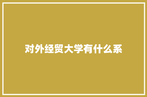 对外经贸大学有什么系