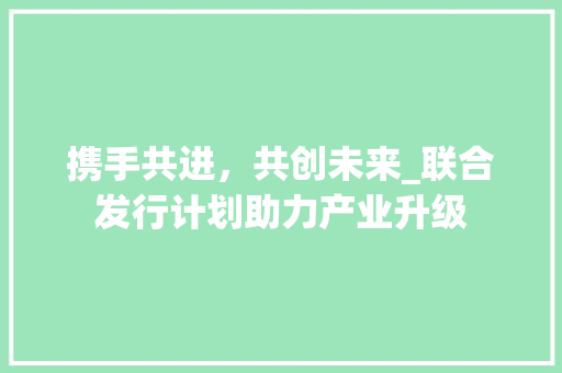 携手共进，共创未来_联合发行计划助力产业升级 工作类
