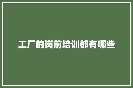 工厂的岗前培训都有哪些 工作总结