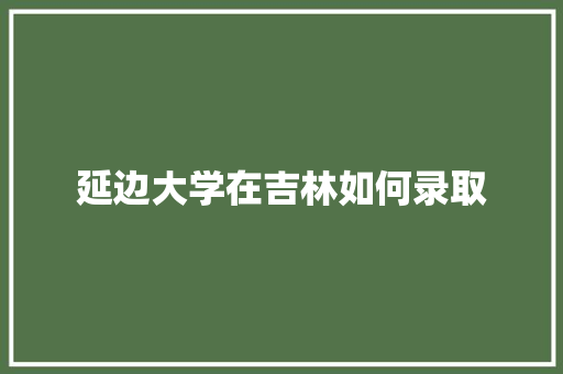 延边大学在吉林如何录取