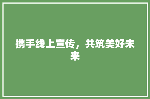 携手线上宣传，共筑美好未来