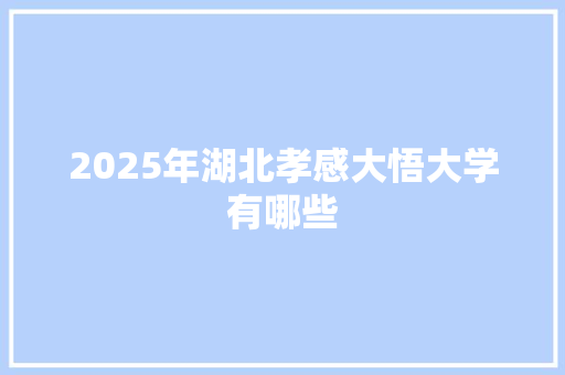 2025年湖北孝感大悟大学有哪些