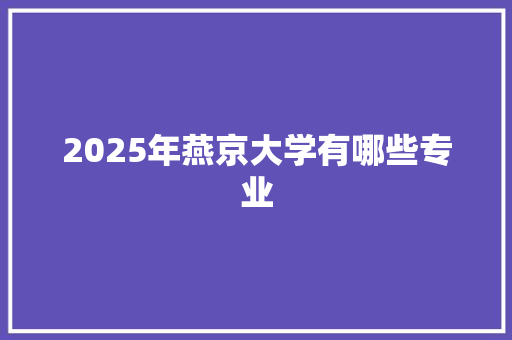 2025年燕京大学有哪些专业 工作总结