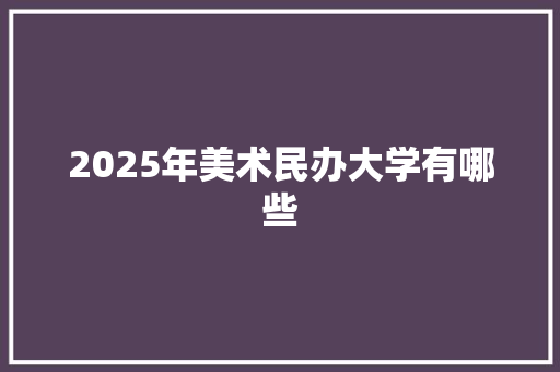 2025年美术民办大学有哪些