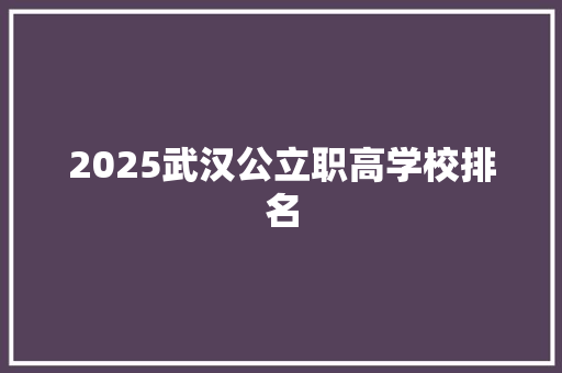 2025武汉公立职高学校排名 商业文稿
