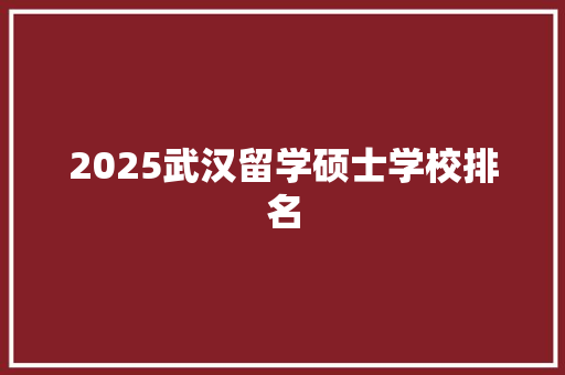 2025武汉留学硕士学校排名
