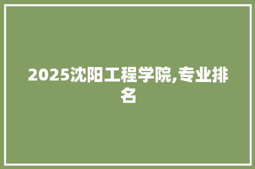 2025沈阳工程学院,专业排名