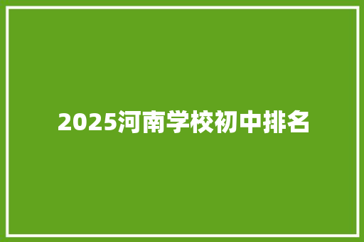 2025河南学校初中排名 商业文稿