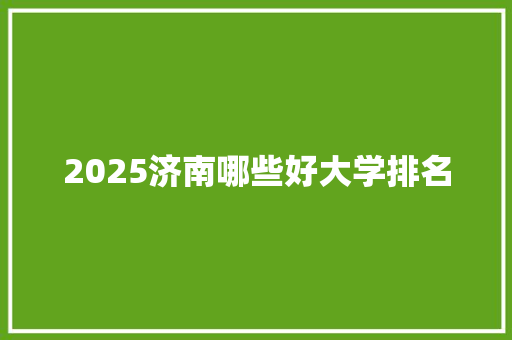 2025济南哪些好大学排名