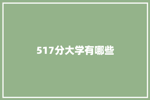 517分大学有哪些