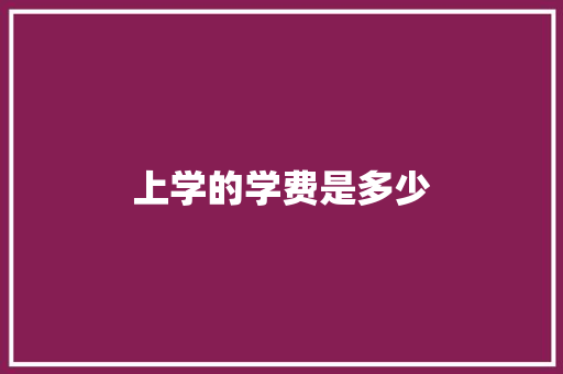 上学的学费是多少