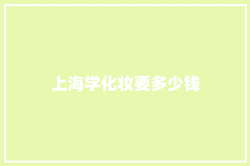 上海学化妆要多少钱