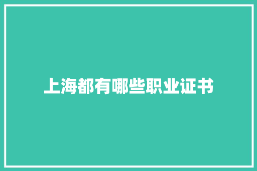 上海都有哪些职业证书