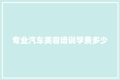 专业汽车美容培训学费多少