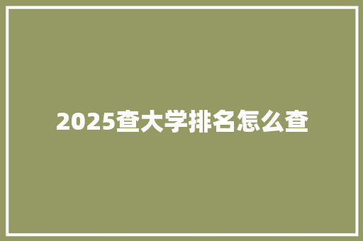 2025查大学排名怎么查