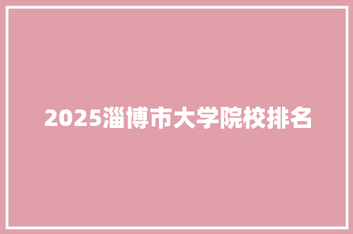 2025淄博市大学院校排名