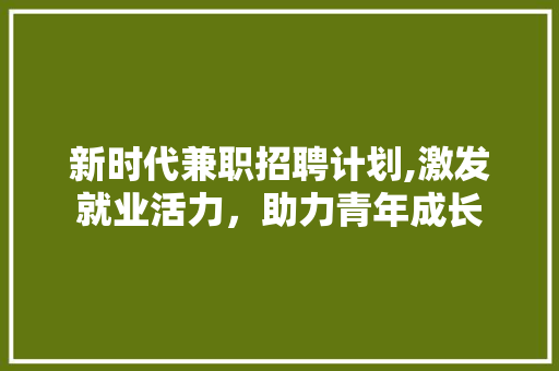 新时代兼职招聘计划,激发就业活力，助力青年成长