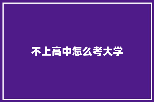 不上高中怎么考大学