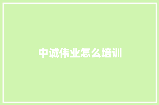 中诚伟业怎么培训