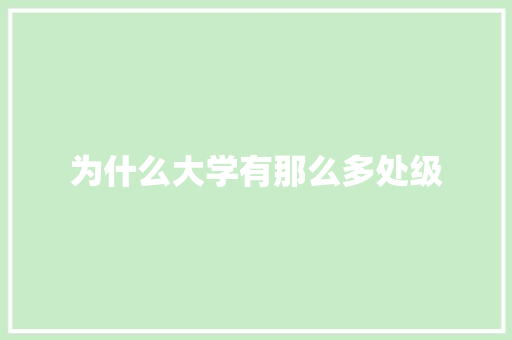 为什么大学有那么多处级