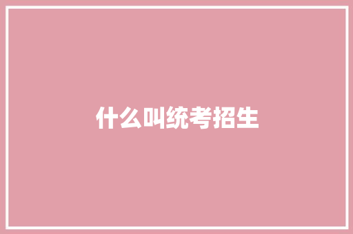 什么叫统考招生 采访稿