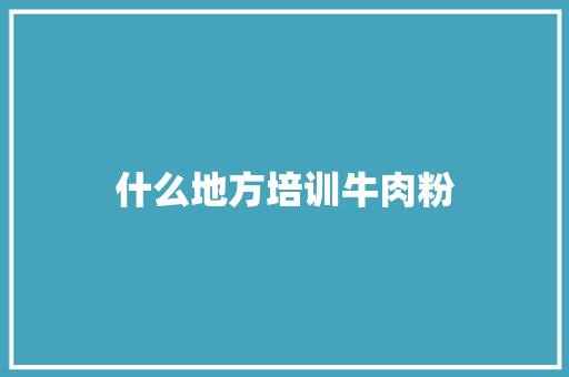 什么地方培训牛肉粉