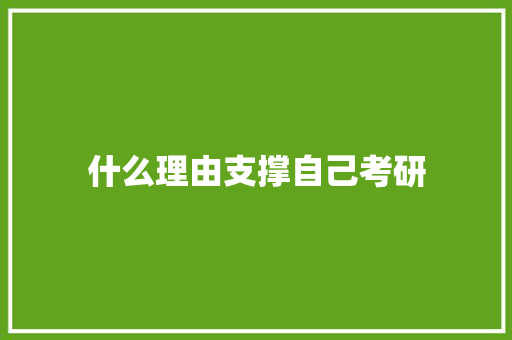 什么理由支撑自己考研