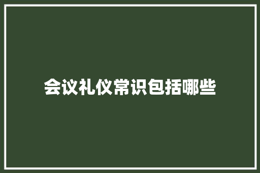 会议礼仪常识包括哪些