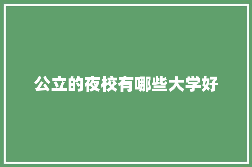 公立的夜校有哪些大学好