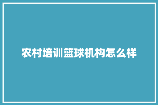 农村培训篮球机构怎么样 特写稿 农村培训篮球机构怎么样 特写稿