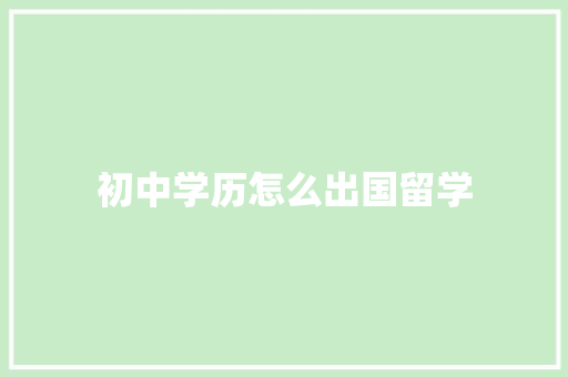 初中学历怎么出国留学 生活类