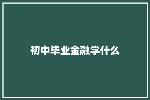 初中毕业金融学什么