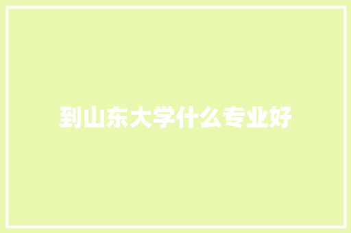 到山东大学什么专业好
