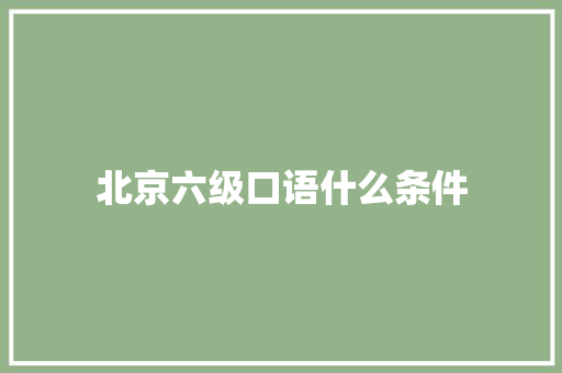 北京六级口语什么条件 采访稿