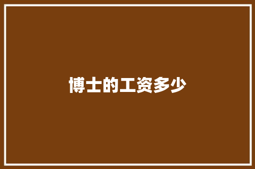 博士的工资多少 特写稿