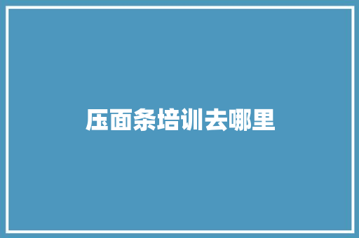 压面条培训去哪里 生活类